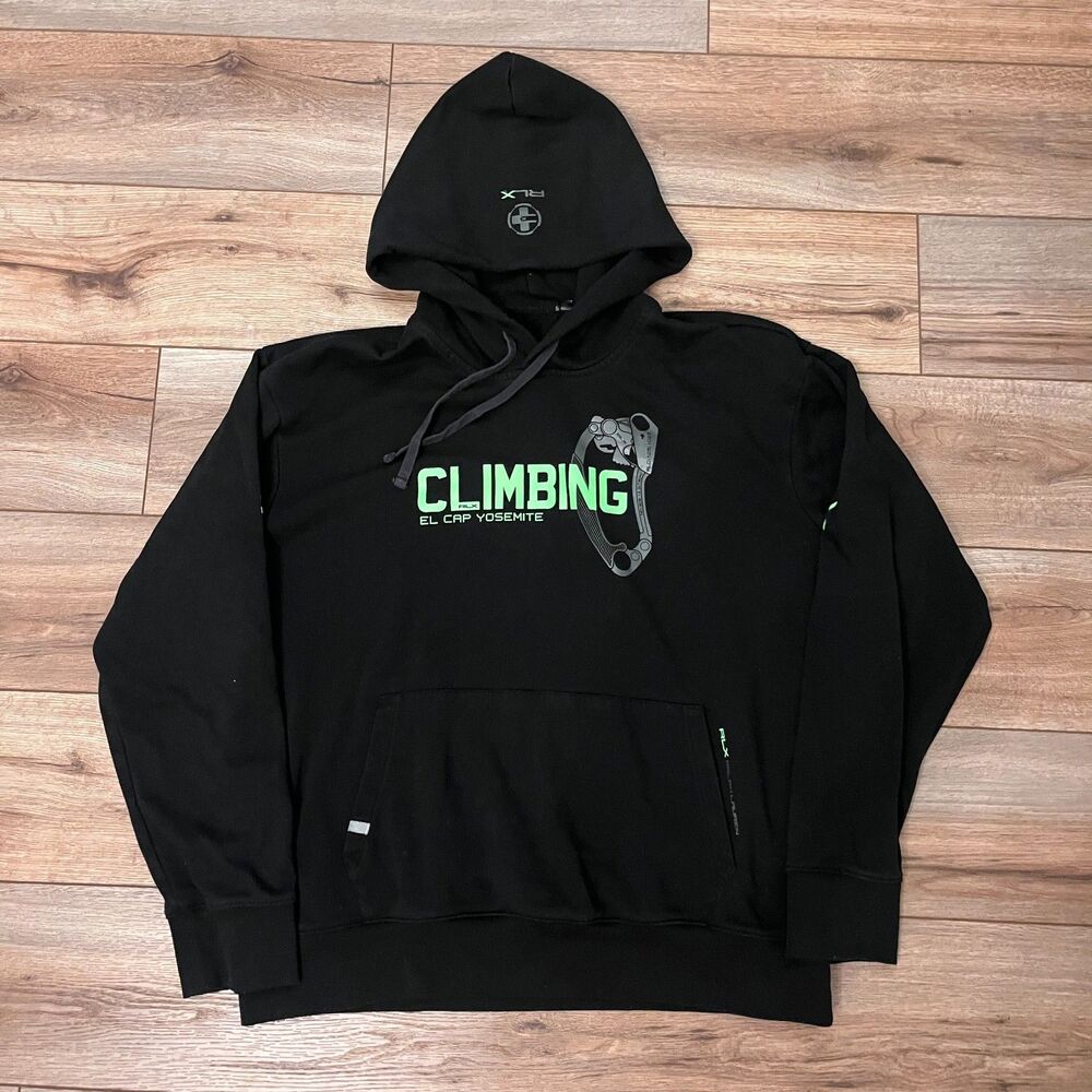 Polo Ralph Lauren RLX Climbing Hoodie Black El Cap Yosemite Bouldering Men's XL